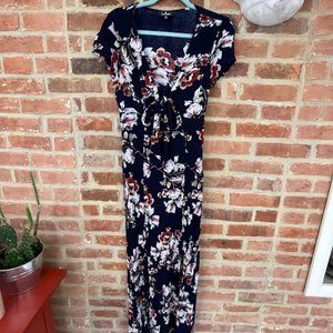 Lulu's Floral Cut Out Full Length Dress